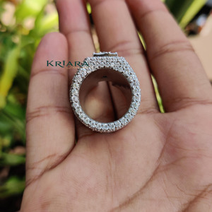 Unisex Moissanite <b>Letter</b> A Cocktail Ring 925 Silver Pave Setting Unisex Luxury Style Jewelry - Product Image 4