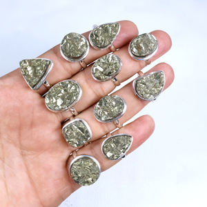 Trending Natural Pyrite Druzy <b>Statement</b> <b>Ring</b> Handmade Brass Vintage Christian Boho Jewelry Bulk Fashion <b>Rings</b> Women Wholesaler - Product Image 1