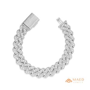 Bracelet en argent sterling 925 avec moissanite, chaîne cubaine, style hip-hop, bijoux de luxe pour hommes et femmes - Product Image 1