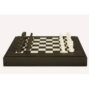 Jeu d'échecs en similicuir haut de gamme, jeu de société décoratif haut de gamme avec pièces en résine lestées, jeu d'échecs de luxe pour adultes - Product Image 1
