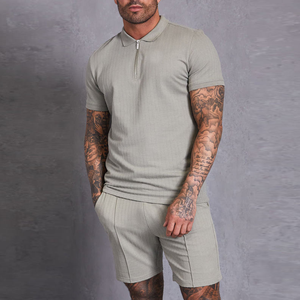 Wholesale Men's Casual 2-Piece <b>Set</b> Short Sleeve T-Shirt & Shorts Breathable <b>Knitted</b> Polyester/Cotton Summer Wear Men's Shirt <b>Set</b> - Product Image 5