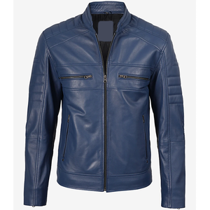 Chaqueta de Cuero Genuino de Vaca Azul para Hombre, Modelo 2026, OEM, Superventas, Alta Calidad, Bajo MOQ, Precio Bajo, Chaqueta de Invierno con Calefacción, a la Moda - Product Image 5