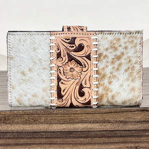 New Trendy Stylish 2026 Cowhide Leather Clutch <b>Wallet</b> with Tooled Floral 777 Jackpot Designer Lady Western Purse for Women's - Product Image 5