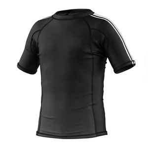 OEM Service Breathable High Quality Fitness Running <b>Compression</b> <b>Shirts</b> <b>Black</b> Color Half Sleeve Spandex Polyester Kids BJJ Rash - Product Image 5