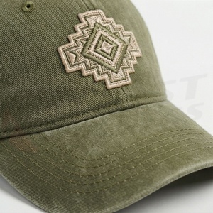 Gorra Verde Oliva Vintage Lavada con Parche de Diamantes Aztecas Bordado, Estilo Único, Artículos de Primera Calidad, Cómoda, Gorro de Alta Gama - Product Image 4