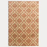 DECORDEC Modern Terracotta Ivory Damask Floral Rug Eco-Friendly Non-Slip Hand Tufted Thick Wool Area Carpet Living Room Bedroom