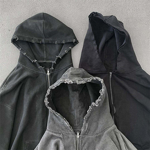 Hoodie Custom Hoodie Boxy Fleece pink Snow Wash Vintage Without Drawstring Custom Hoodies <b>Men</b> High Quality - Product Image 2