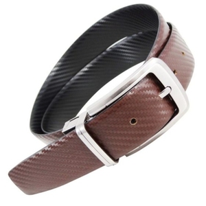Ceinture réversible en cuir véritable noir et marron, couleur unie, boucle à ardillon, ceinture habillée formelle pour homme, boucle rectangulaire argentée - Product Image 3