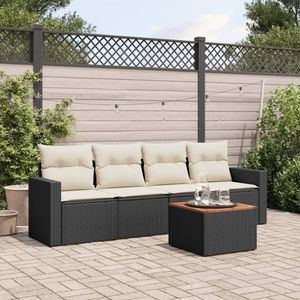 Grand ensemble de canapés de jardin modulaires en rotin PE noir, collection de meubles d'extérieur élégante - Product Image 1