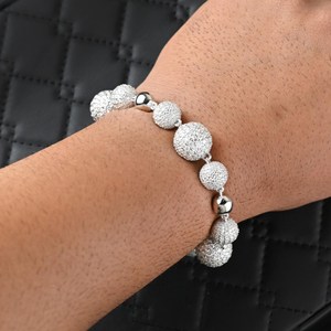 Pulsera Unisex de Plata de Ley 925 con Moissanita VVS Color D, Engaste de Garra Chapado en Oro, Diseño Bola de Discoteca, 16mm, Pasa Prueba de Diamante - Product Image 1
