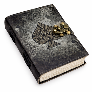 Diario de cuero con estampado de espadas al por mayor, papel hecho a mano con borde deshilachado, diario vintage, libro de las sombras impreso - Product Image 1