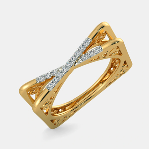 Geometric Yellow <b>Gold</b> <b>Cocktail</b> <b>Ring</b> With Round Brilliant Cut Diamonds Luxury Unisex Engagement Style - Product Image 1