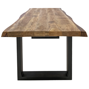 Table de salle à manger moderne pour la maison, la cuisine ou le bureau, avec plateau en bois de manguier massif, finition brute, surface lisse, pieds en métal en forme de U - Product Image 5