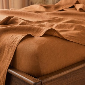 Parures de draps plats et ajustés en lin pur 100 % naturel, couleur naturelle, avec finition délavée, les plus vendues - Product Image 4