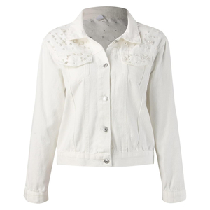 High Quality High-Street Style Men's Denim <b>Jackets</b> 100% Cotton With <b>Rhinestone</b> Front Logo OEM Service Low Prices for Winter - Product Image 1