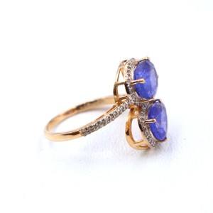 Anillo de Plata de Ley 925 Chapado en Oro Rosa con Tanzanita Natural Tallada, Anillo con Gema de Diamante, Regalo - Product Image 3