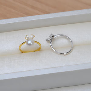 Conjunto de Joyería de Plata S925 con Diseño de Brotes de Hierba, Anillo Abierto, Aretes, Accesorios para DIY con Perlas, Base Vacía para Joyería, Conjunto de Joyería de Moda 1256 - Product Image 4