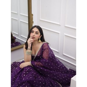 Vestido Anarkali de poliéster de diseñador para fiestas, con pantalón y dupatta, para ocasiones especiales - Product Image 5