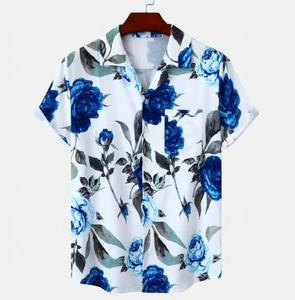 Custom Logo Floral Sublimation Print <b>Beach</b> Wear Quick Dry Cotton Polyester Turn Down Collar Short Sleeves <b>Men's</b> Hawaiian <b>Shirt</b> - Product Image 5