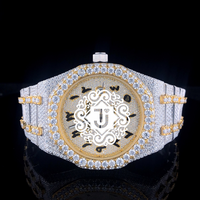 Montre unisexe mécanique en acier inoxydable, la plus vendue, avec diamants Moissanite et incrustations en or, idéale pour les fêtes et mariages, au prix d'usine en Inde