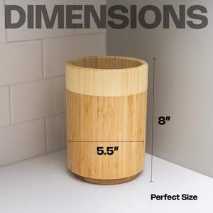 ที่เก็บอุปกรณ์ครัวไม้แบบประหยัดพื้นที่ สีน้ำตาลอ่อน แบบเรียบง่าย ไม่เคลือบสี สำหรับวางบนเคาน์เตอร์ครัว - Product Image 2