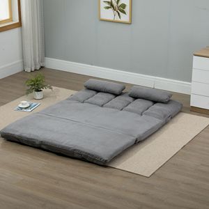Divano Letto Pieghevole Grigio Chiaro Convertibile con Chaise Longue Regolabile e Cuscini - Product Image 4