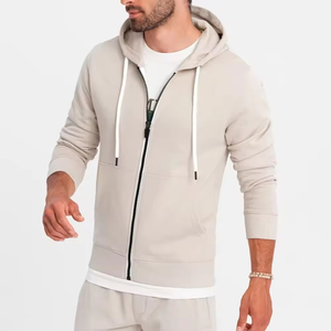 <b>Men</b> Hooded Sweatshirt With Shorts Set Solid Color Full Sleeve Zipper Closure Casual Wear Breathable Regular Fit Summer - Product Image 2