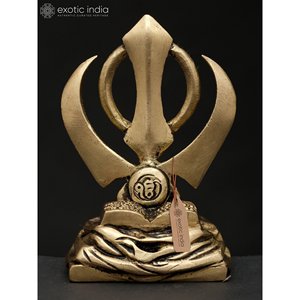 Sculpture en laiton artisanale de 4 pouces du symbole religieux sikh Khanda Sahib - Product Image 3