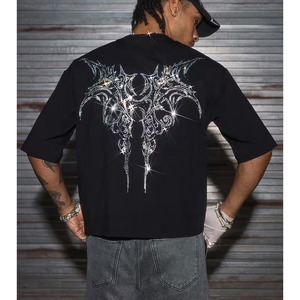 Wholesale Custom Men's 100% Cotton Heavyweight Knitted Vintage Acid Wash Anti-Wrinkle O-Neck Boxy Fit <b>T</b>-shirt Gemstone - Product Image 3