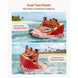 Tubo Gonfiabile Trainabile in PVC per 4 Persone, Capacità 680 Libbre, per Sport Acquatici e Nautica - Product Image 3