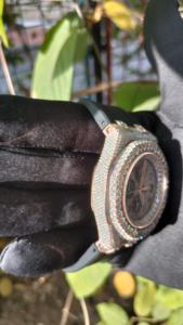 Montre chronographe Moissanite Hip Hop Iced Out avec bracelet en caoutchouc - Product Image 5