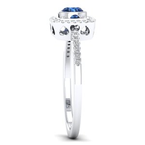 Bagues de fiançailles REYES personnalisées en argent sterling 925 avec moissanite VVS, nouveau design, saphir bleu, bijoux fins pour mariage - Product Image 3
