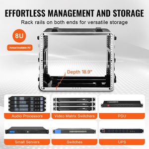 Armadio Rack 8U in ABS Resistente con Chiusure a Farfalla Rimovibili, Armadio Server Standard da 19 Pollici con Ruote - Product Image 6
