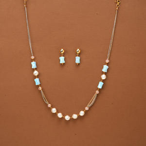 เครื่องประดับทำมือจากอินเดีย สร้อยคอประดับเพชรคิวบิกเซอร์โคเนียแบบโมลา พร้อมการชุบสองสี - Product Image 1