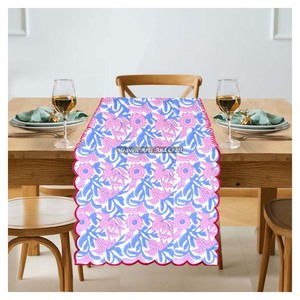 Custom Made Cotton Fabric Hand Block Print Embroidery Edge Washable <b>Table</b> <b>Runners</b> for Home Hotels Restaurants Small Floral - Product Image 4