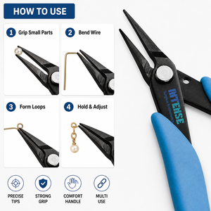 Pince à bec effilé de précision professionnelle pour bijoux, en acier inoxydable, outil manuel à pointe fine, poignée ergonomique bleue, logo personnalisé OEM - Product Image 3