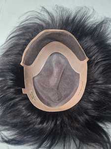 Natural Black Indian Remy <b>Hair</b> Natural Wave Lace Front Toupee Cap with Scalp Coverage for Men - Product Image 3