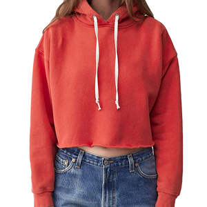 Manufacturer Crop Top Hoodie Front Pullover Style Unique Design Good Quality Women Crop Top Hoodie with puff printing logo - Product Image 4