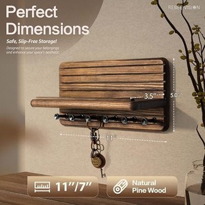 Porta llaves artesanal de madera de pino con soportes de hierro - Venta al por mayor desde India - Product Image 3