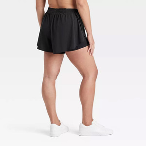 <b>Women's</b> High Waist Elastic Waist 100% Cotton Quick Dry Breathable Knitted Sporty <b>Skorts</b> with Solid Color and Waist Logo - Product Image 2