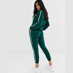 <b>Women</b> Winter Crew Neck Sweatsuit Hoodie <b>Jogger</b> <b>Fleece</b> 100% Cotton Soft Warm Breathable Workout Gym Running Athletic Activewear - Product Image 3