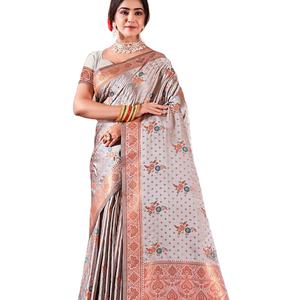 Saree en soie Georgette imprimé floral avec bordure en dentelle par Fab Zone - Product Image 1