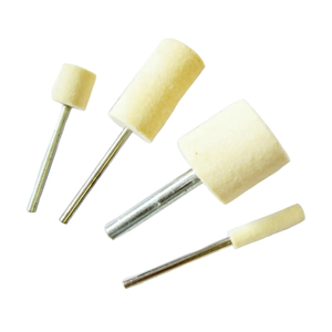 Tampons en feutre haute densité montés sur mandrin pour le polissage des bijoux en acier inoxydable et le lustrage industriel des surfaces métalliques - Product Image 1