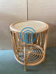 <b>Round</b> Rattan Tiered Stand [2026 Trend] Handmade Boho-Chic Side <b>Table</b> - Product Image 2