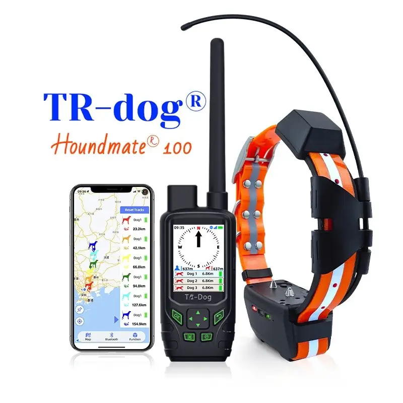 2023 Hot săn bắn thời gian thực Dog Tracker 15km mà không cần thẻ Sim không thấm nước GPS cầm tay và cổ áo với chức năng Đào Tạo