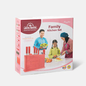 Juego de cuchillos JAYA MATA de 9 piezas con hojas de acero inoxidable, mangos rojos, tablas de cortar y afilador. - Product Image 6