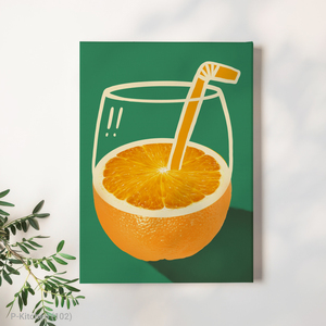 Impression sur toile sur le thème de la cuisine, affiche illustrant une boisson au jus d'orange frais, décoration murale moderne pour les boissons - Product Image 1