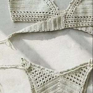 Maillot de bain en tricot, ensemble bikini au crochet, 100% coton - Product Image 1