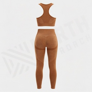 Conjunto Deportivo de Dos Piezas Personalizado, Talla Grande, Impermeable, Transpirable, con Malla, para Yoga, Fitness, Gimnasio, de Alta Elasticidad, Suave, con Corte en V en la Parte Trasera - Product Image 2