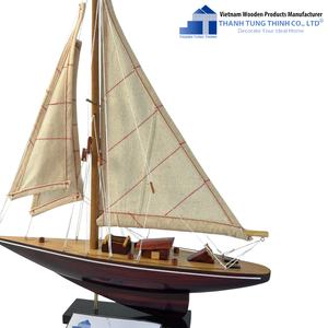 Thanh Tung Thinh Wooden Sailboat Model Handmade Coastal Decor Standing Type for Living Room - Product Image 5